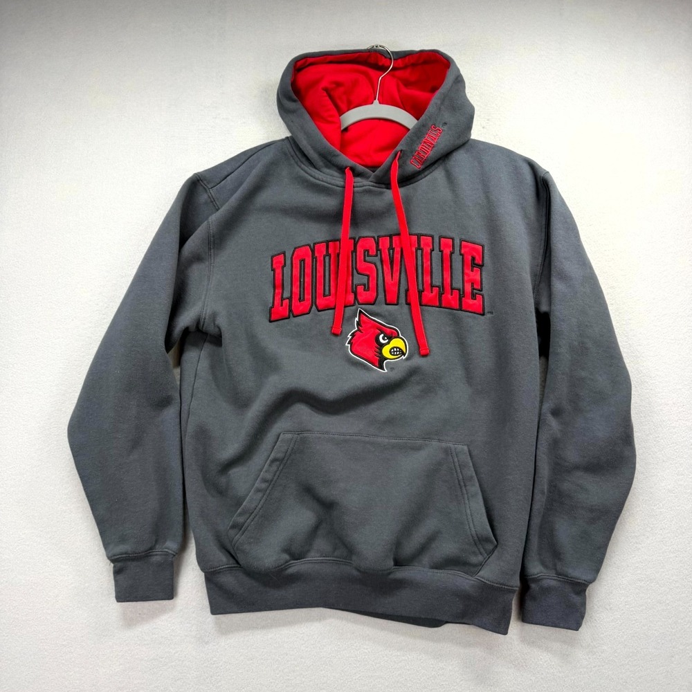 Louisville Cardinals Hoodie Mens Medium Charcoal Colosseum NCAA Football Sports‎